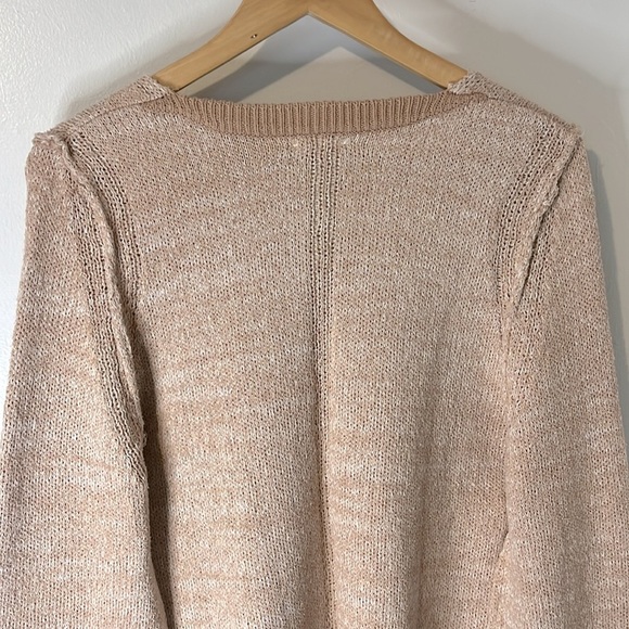 NWT Hem & Thread Cotton Blend Caramel Two Tone Preppy V-Neck Sweater Sz L - Picture 7 of 8